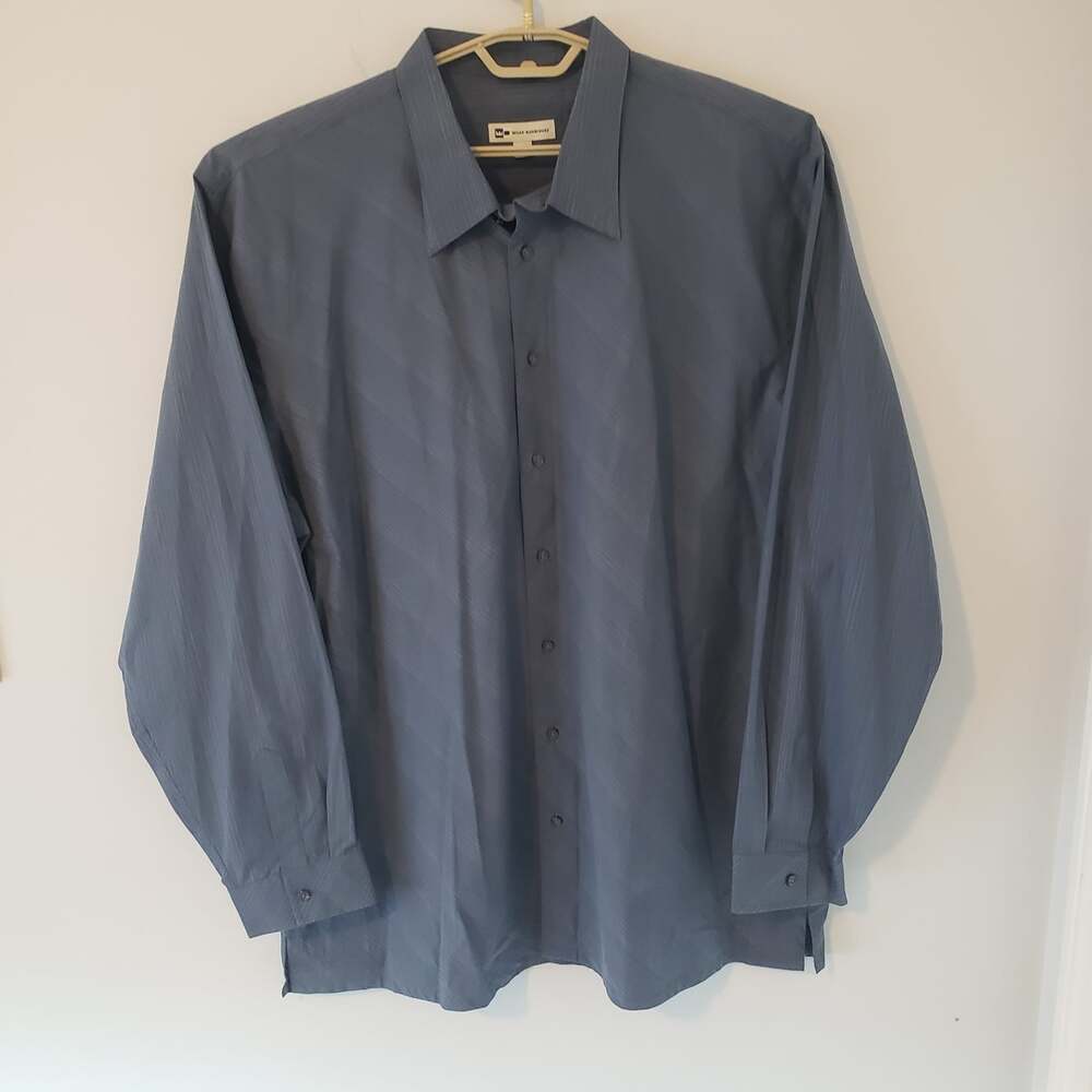 WILKE RODRIGUEZ LONG SLEEVE SHIRT BUTTON DOWN BLUE BLACK MENS 2XL